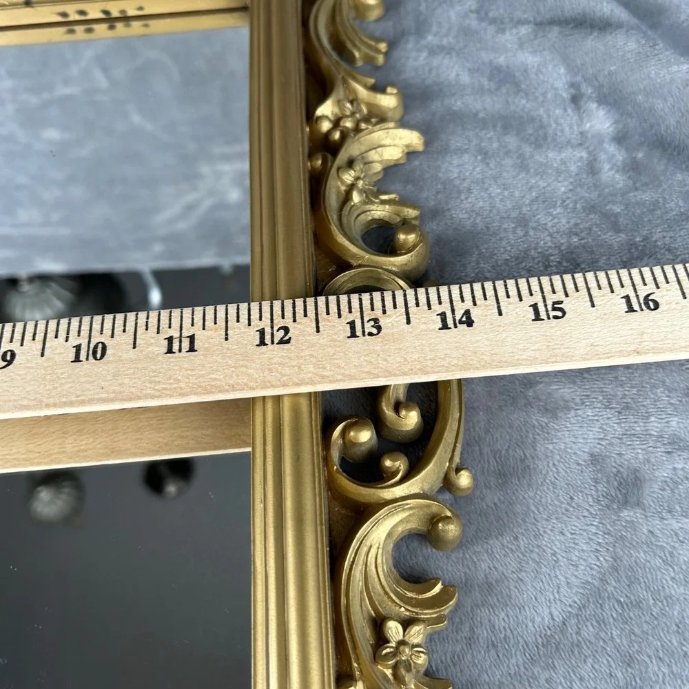 Vintage Home Interiors Gold Hollywood Regency Ornate Scroll Wall Mirror USA Made